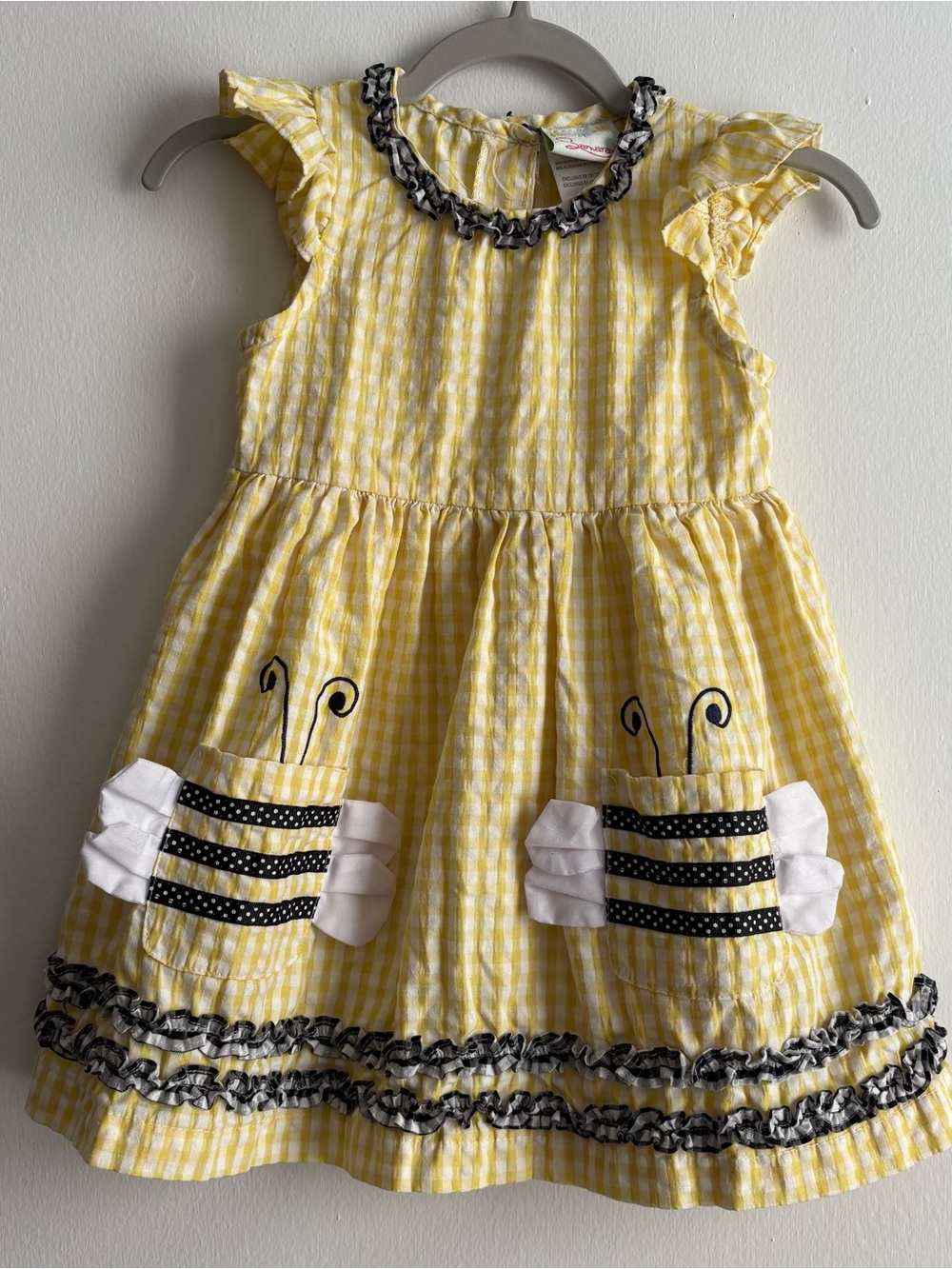Samara Yellow Gingham Bee Pocket Girls Dress size 2T